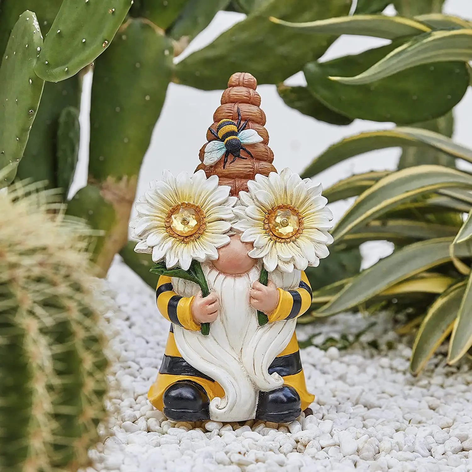 2022 New Garden Gnome Ornaments Outdoor Solar Dwarf Elf Statue Garden Ornaments