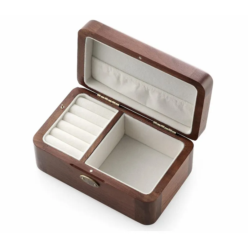 Vintage wooden jewelry box organizer with logo Walnut Wedding Christmas Birthday wooden jewelry box for necklace