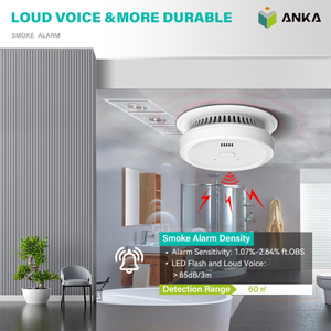 Liên kết khói <span class=keywords><strong>Detector</strong></span> quang điện khói báo động pin Powered báo cháy Dễ dàng cài đặt ABS nhựa - Product Image 3