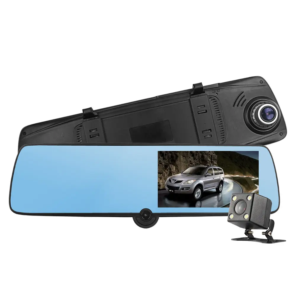 Gofuture-Cámara de salpicadero Dvr para coche, grabadora de vídeo 1080P con tres lentes, espejo retrovisor, 3 canales