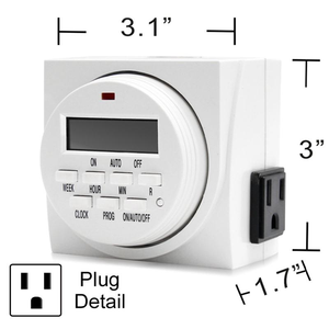 New Designed Time Controller 24 Hour Grounded 7 Day Dual Outlet Digital Timer For Grow Light - Product Image 3