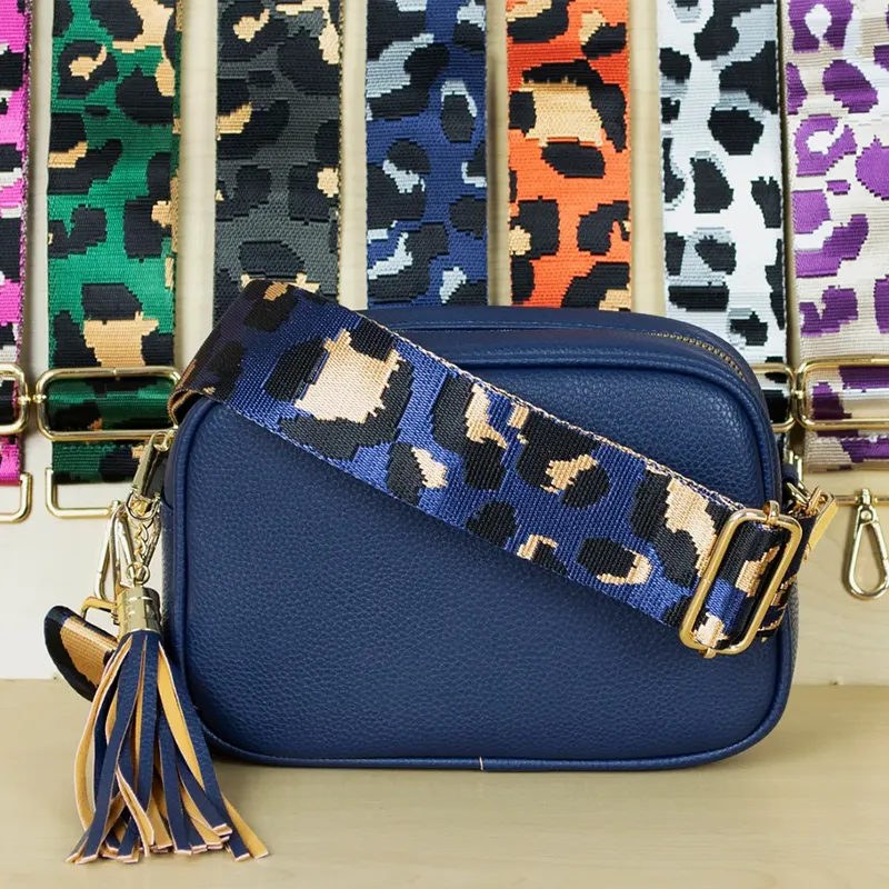 REWIN Wholesale 2" Leopard Design Bag Accessories Parts Replacement Belts Nylon Handle Woven Shoulder Bag Straps for Tote Bag