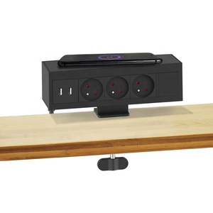 Toma de corriente multifuncional para escritorio, toma de mesa montada en el lateral con puerto USB, cargador inalámbrico