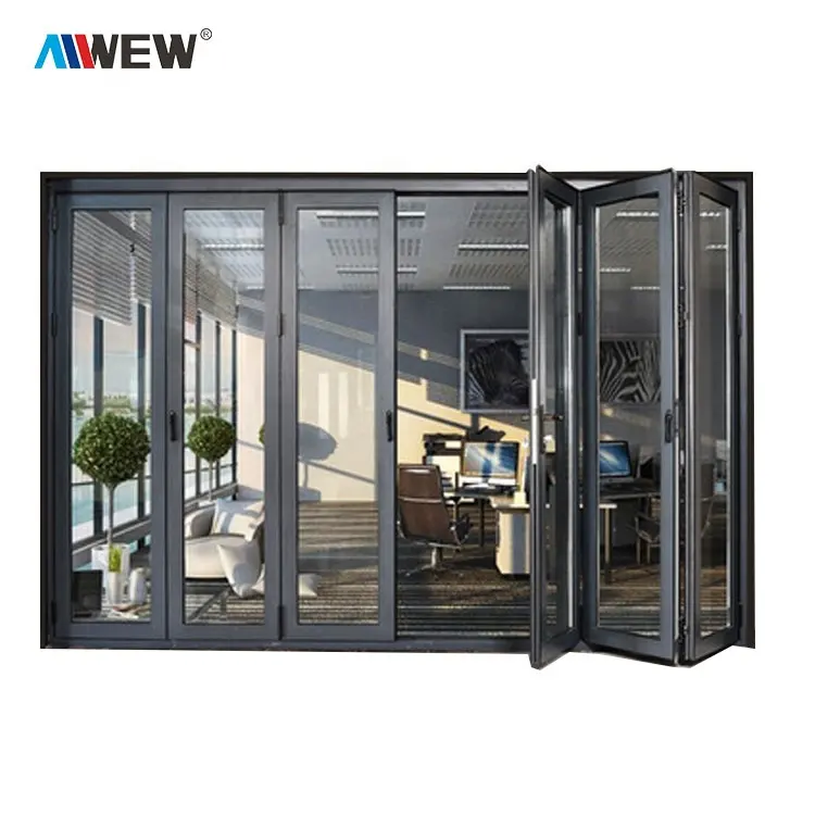 Porte pliable en aluminium, verre de sécurité transportable, pliable, sur mesure, étanche