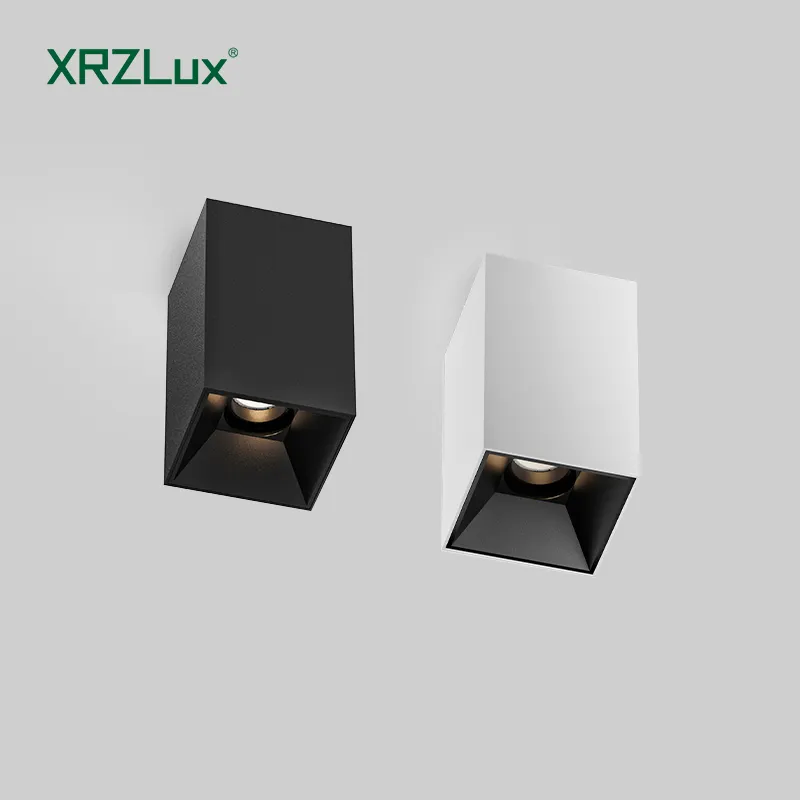 XRZLux haute qualité monté en surface LED Downlight 10W aluminium LED COB spots carré Surface plafonnier