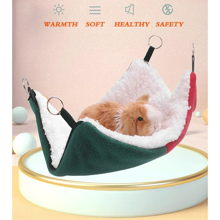 Small Animals Warm Christmas Plush Hideout Swing Tunnel Hanging Hamster Hammock Pet Bed for Playing Sleeping