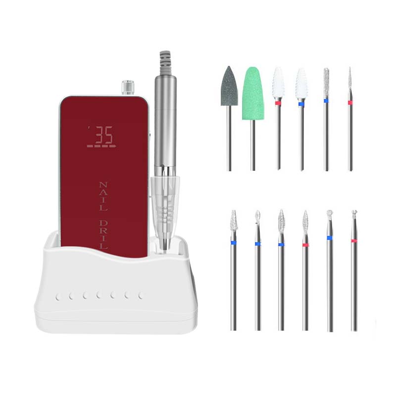 186 Nail Drill Machine with 12sets Bits 2.35mm Red