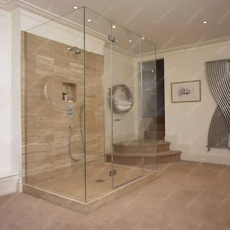 Cabina de ducha cuadrada pequeña de lujo con diseños de baños de aluminio con marco de cristal de alta calidad Sunnysky