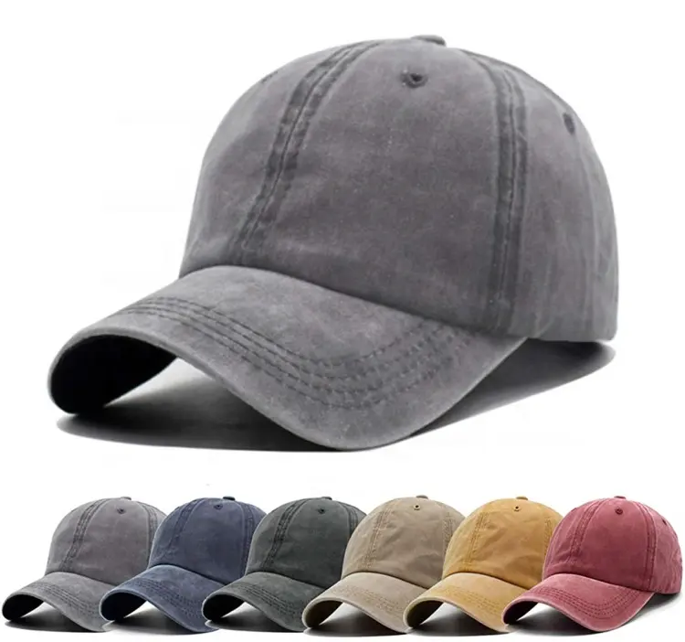 HZM-18177 Blank Washed Cotton Hat 6 Panel Dad Hat Baseball Cap for Women Men