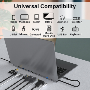 12 in 1 Hub <strong>Type</strong> <strong>C</strong> to HDTV VGA <strong>Adapter</strong> RJ45 Lan Ethernet SD TF PD USB3.0 3.5mm Jack Audio Video <strong>USB</strong> <strong>c</strong> Hub Computer Accessories - Product Image 6