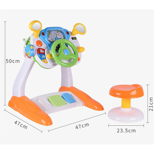 Çocuklar çok fonksiyonlu ses ışık karikatür elektrikli simülasyon sürüş araba direksiyon oyuncak - Product Image 3