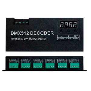 Direkte Fabrik DC5-24V PWM-Steuersignal 24 Kanäle Digital RGBW DMX512 LED-Decoder für DMX RGBW Beleuchtungs steuerung - Product Image 4