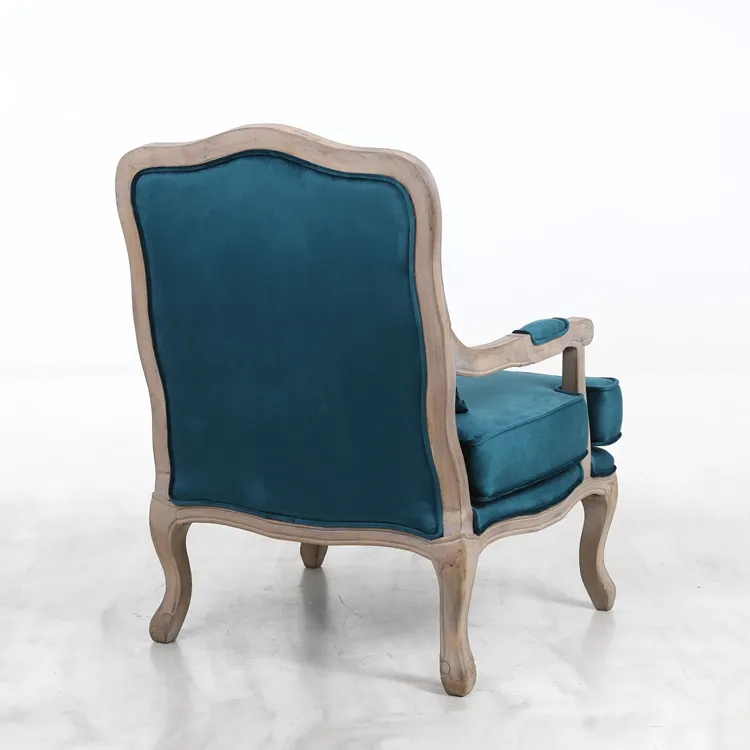 «Cadeira de veludo com design simples, cadeira de madeira sólida para sala de estar, longa e veludo