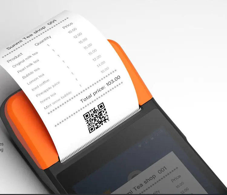 Sunmi V2 Pro เทอร์มินัลระบบ Pos มือถือ Android พร้อมหน้าจอสัมผัส4G WIFI NFC ในตัวเครื่องพิมพ์