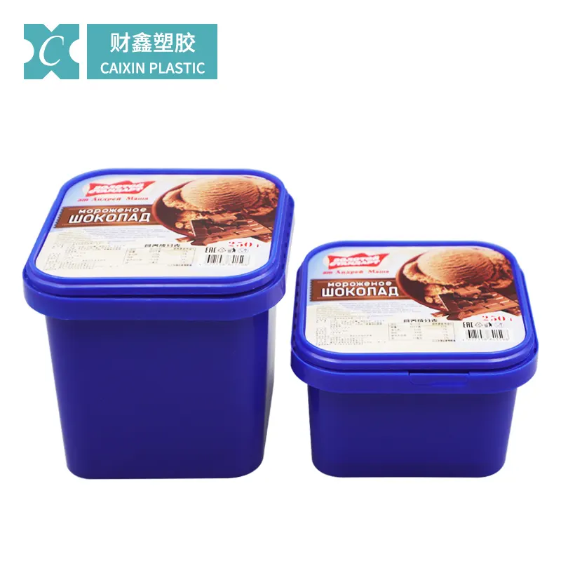 Recipiente plástico descartável HDPP CX026A 1200ml IML recipiente plástico com colher balde de embalagem de sorvete