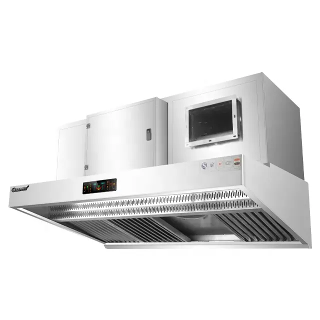 KELV Hotsale Customize Commercial Kitchen Hood Range Stainless Steel With Fresh Air 8500M3/H for 3.0M Filter Ventilation Unit
