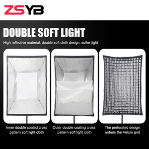 Zsyb Sản phẩm mới Softbox 60*90cm có thể gập lại phát hành nhanh chóng Bowens núi với lưới vải Softbox nhiếp ảnh video - Product Image 4