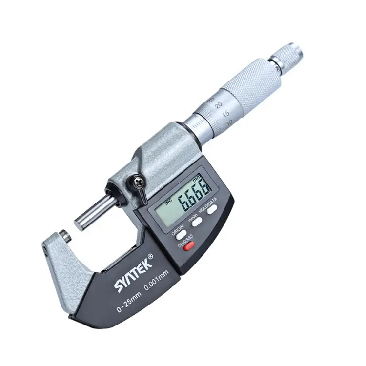Syntek 0-25mm 디지털 마이크로 미터 스케일 라인 전자 외부 마이크로 미터 0.001mm 마이크로 미터 게이지