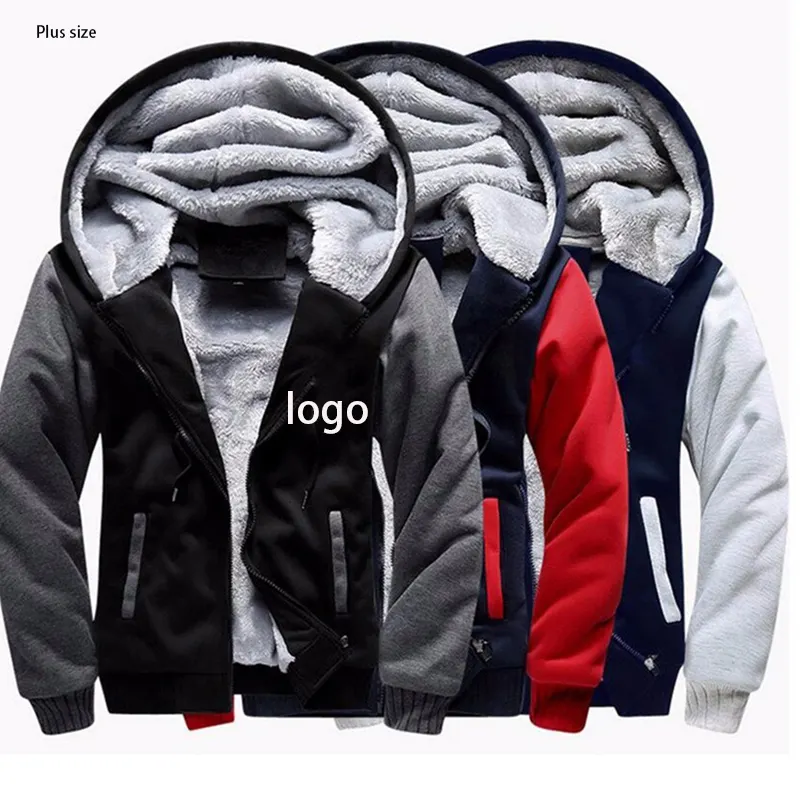 Plus Size Custom Herren Zip Up Winter Fleece Sherpa gefütterte Sweatshirt Jacke Heavyweight Plaid Thick Warm Kunst pelz Mantel Hoodies
