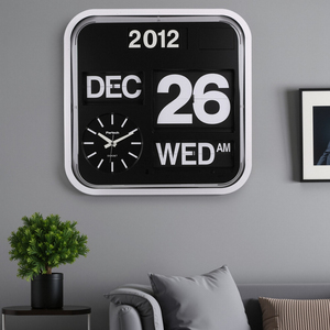 <span class=keywords><strong>Fartech</strong></span> Tiếng Anh 43cm vuông vĩnh viễn Lịch hoàn toàn tự động 3D lật Đồng hồ nhựa thời trang đơn giản thanh lịch phòng khách tường - Product Image 2