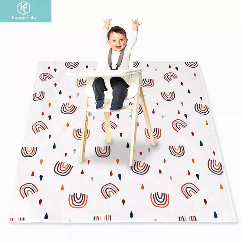 Happy flute Baby Splat Mat for Under High Chair Floor Mat - Baby Feeding Set, Waterproof Floor Mat - Anti Slip, Washable
