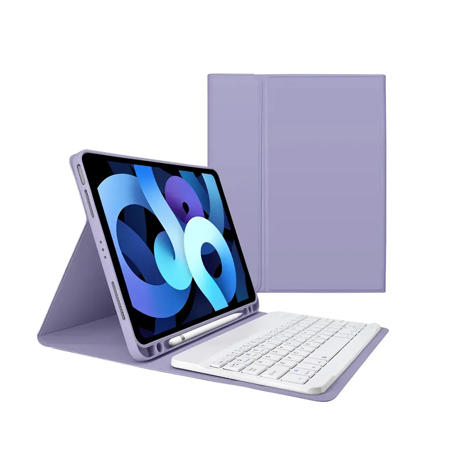 Venda quente personalizada impermeável PU couro portátil ipad tablet cover com teclado e lápis titular tablet case