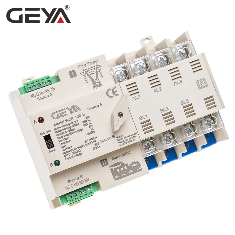 GEYA 4P ATS 100A de alimentación Dual Manual interruptor de transferencia o de operación automática de interruptor de cambio de