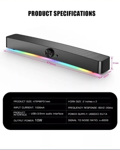 Bt V5.1 RGB LED Luz Tira de colores Audio Barra de sonido Estéreo Potente bajo Caja de música Salida Escritorio Audio juegos TV Altavoz - Product Image 4
