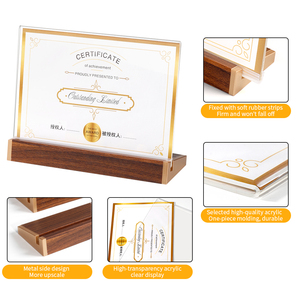 Bán buôn tùy chỉnh xách tay A4/A5/A6 rõ ràng Acrylic Máy tính để bàn hình chữ L rắn menu gỗ hiển thị dấu hiệu chủ danh dự giấy chứng nhận - Product Image 4