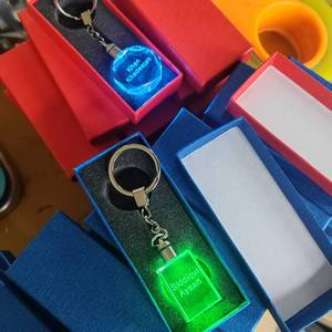 Cheap <strong>Bulk</strong> 9 Blank Custom Laser Engraving Eiffel Tower Rose Reglious Crystal Keyring LED Light Islamic Glass Keychain for Gift - Product Image 6