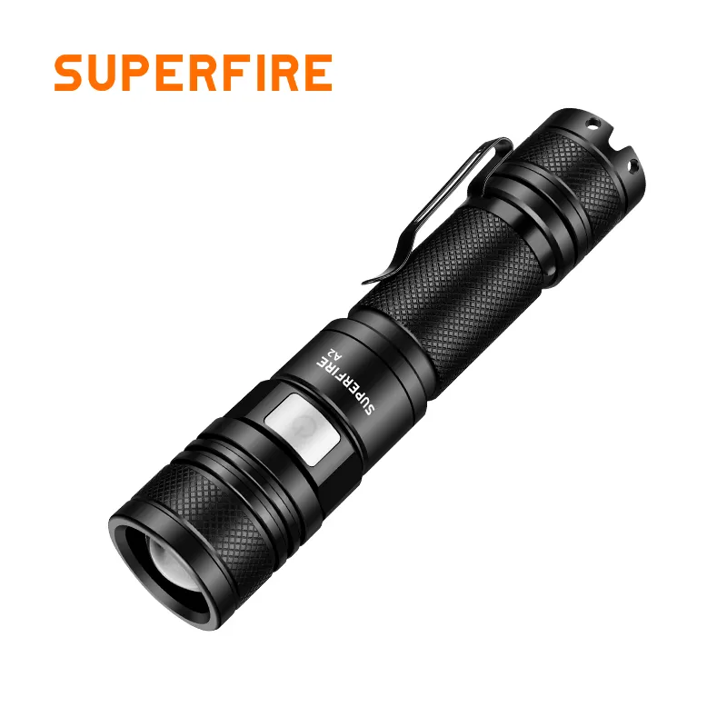Venda quente EDC lanterna impermeável portátil telescópica foco lanterna com gancho removível