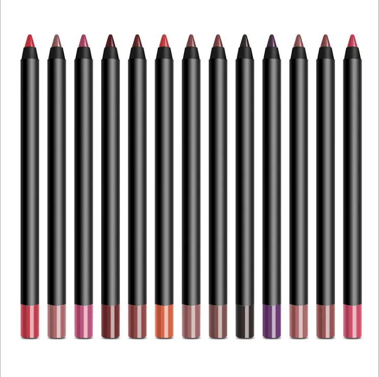 Delineador de labios vegano, 13 colores, marca privada, sin logotipo, lápices de labios suaves