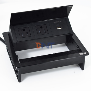 Hub de toma de corriente de mesa, 2 salidas de CA, múltiples tomas de corriente incorporadas, cubierta abatible PD20W 16A para conferencias de oficina de EE. UU. - Product Image 2