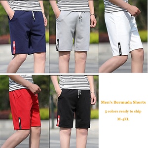 Shorts de corrida masculinos de algodão confortável com cordão, calças esportivas de treino, cintura elástica, cor sólida e elegante