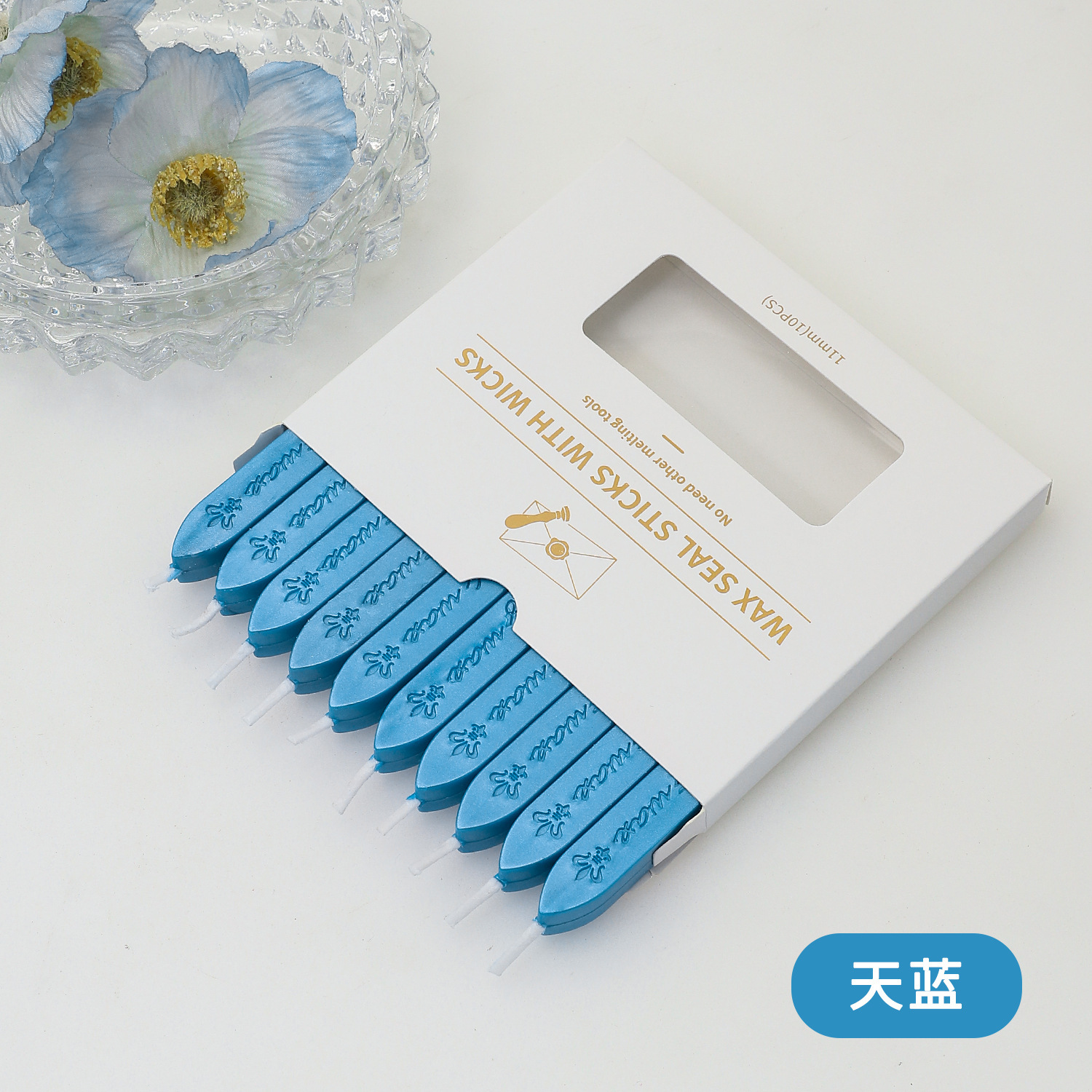 Letter-shaped with core-10 pcs per box-sky blue