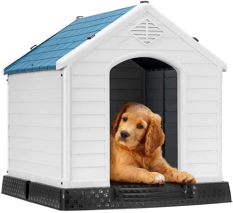 내구성 방수 플라스틱 애완 동물 개 집 실내 야외 강아지 쉼터 개집 통풍구와 높은 바닥
