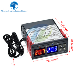 TZT-Controlador de temperatura digital dual para el hogar, termostato de dos salidas de relé, con sonda, 12V, 24V, 220V - Product Image 2