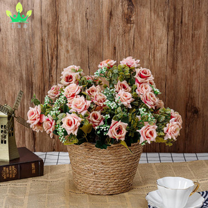 人造花丝绸小玫瑰塑料花DIY婚礼花束家居装饰品餐桌摆件