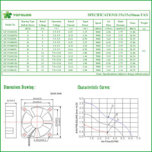 Yofolon mẫu miễn phí 3510 35*35*10mm CPU thông gió quạt làm mát DC không chổi than im lặng động cơ máy tính làm mát Quạt hướng trục - Product Image 6