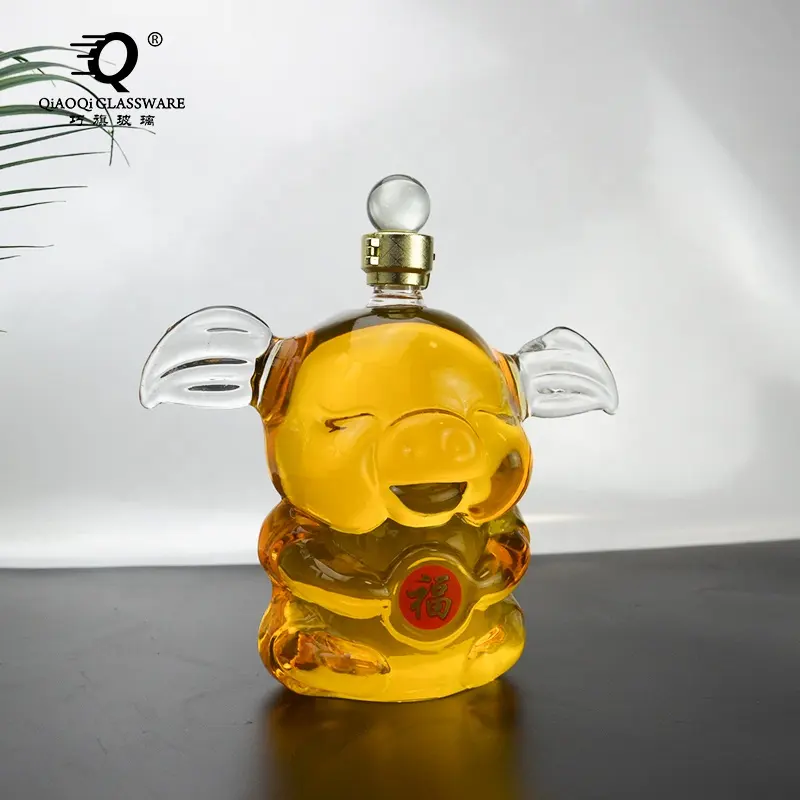 Bottiglia di vetro a forma di animale da 1000ml Decanter in vetro per Whisky bottiglie di liquore per vino e Whisky in vetro trasparente