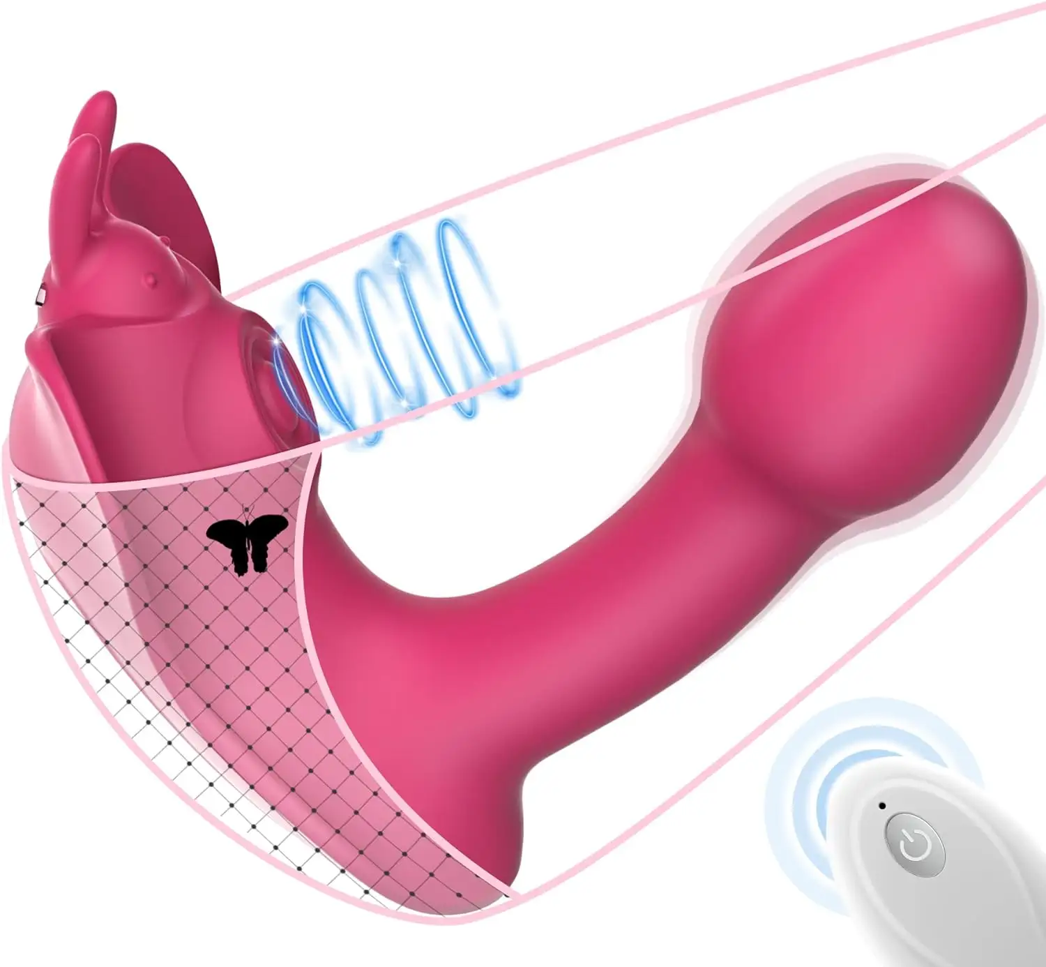 Vibrador de punto G con control remoto con movimiento vibratorio de mariposa vibrador portátil para mujeres