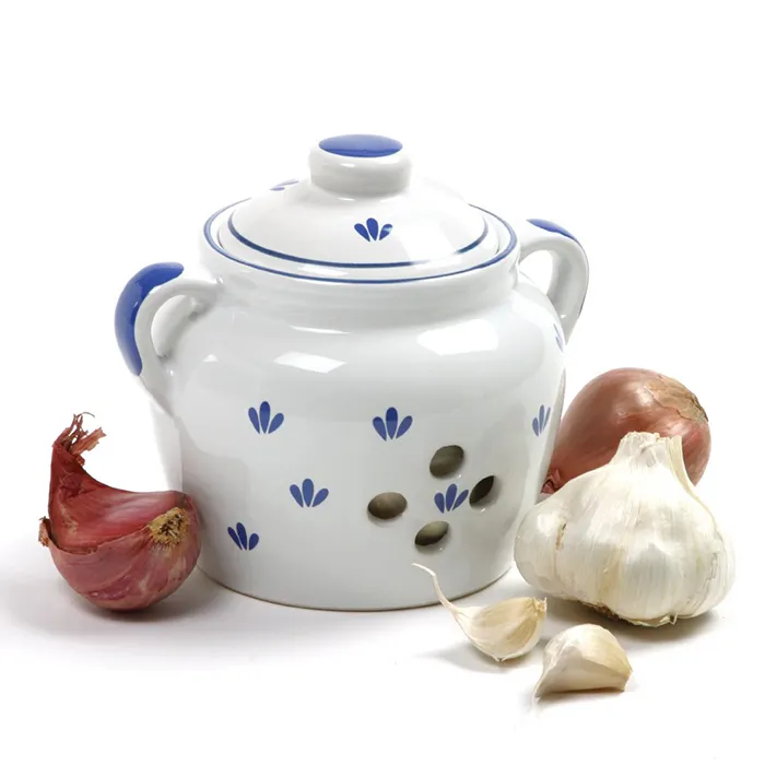 Pot de conservation d'oignon et pommes de terre, pièces, accessoire de cuisine, Pot en céramique pour conserver l'ail, vente en gros