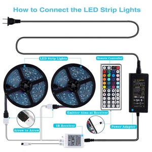 DC12V Светодиодная лента с гибкой лентой 30 светодиодов на метр 10 м SMD 5050 RGB смарт-светодиодная лента с дистанционным управлением светодиодный драйвер - Product Image 2