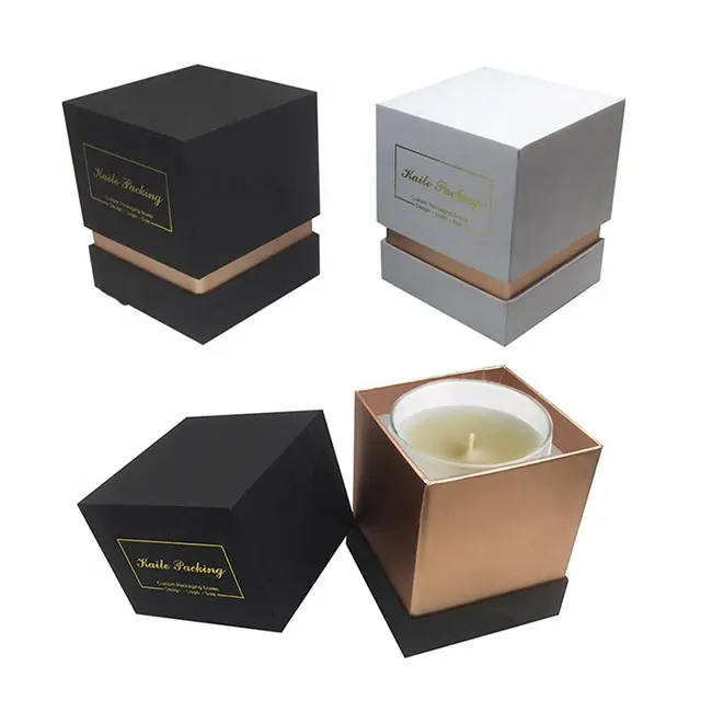 Luxus benutzer definierte Folie Logo Druck karton Kerzen gläser Box Verpackungs boxen mit Deckel