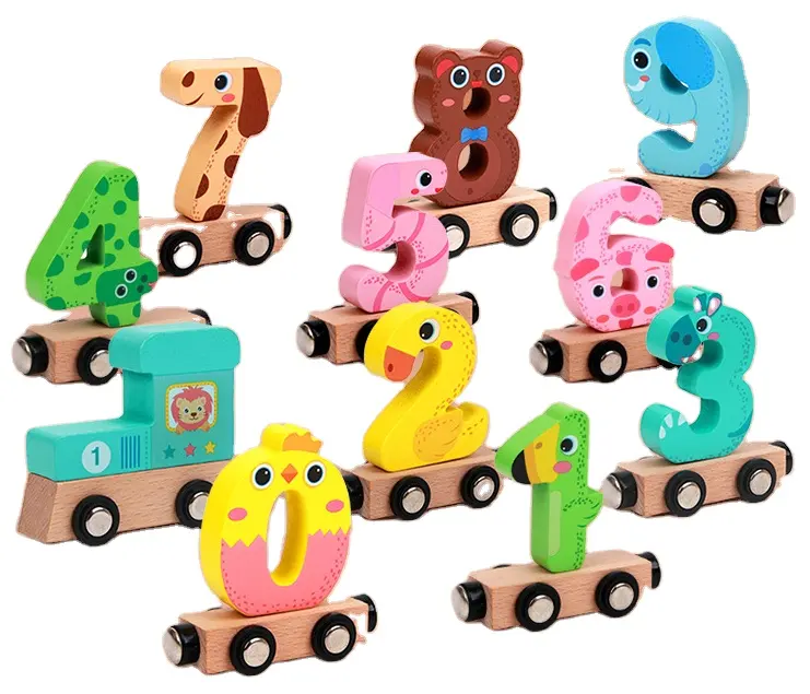 Petit train numérique garçons et filles jouets en bois assemblage de lettres tracteur blocs de construction jouet en bois