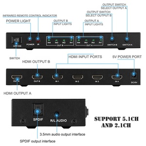 Xput HDMI Matrix 4K HDMI Matrix 4x2 HDMI Switch Splitter 4 in 2 Out mit Audio ausgang