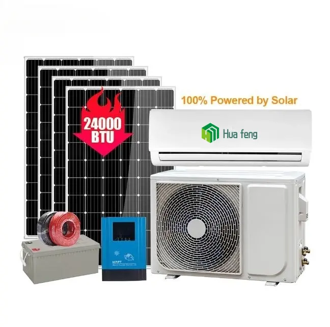 9000 12000 18000 24000 36000 Btu Ac Aire acondicionado con energía solar Dc Fuera DE LA RED Aire acondicionado solar Híbrido Mini Split para el hogar