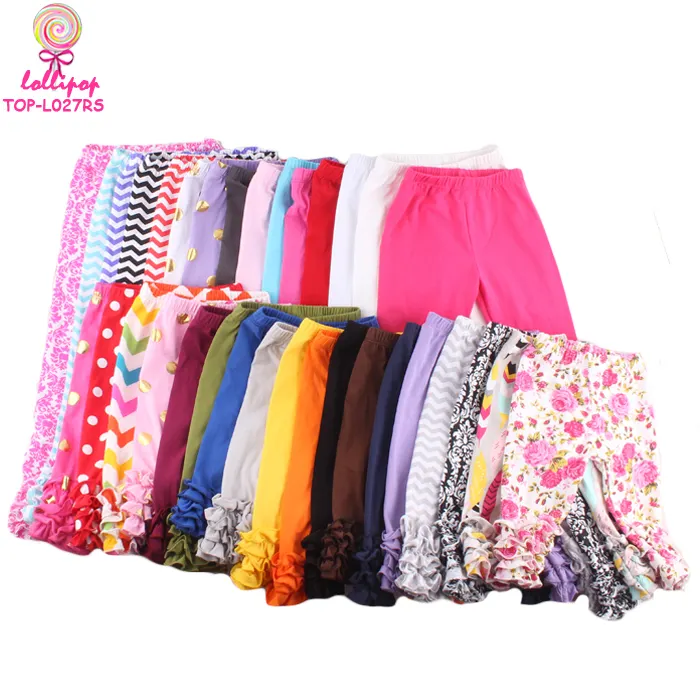 Boutique Roupas de Multi-cor da Crosta De Gelo Do Bebê das Crianças por atacado Leggings de Algodão Triplo Crianças Meninas Gelo Calças Plissado