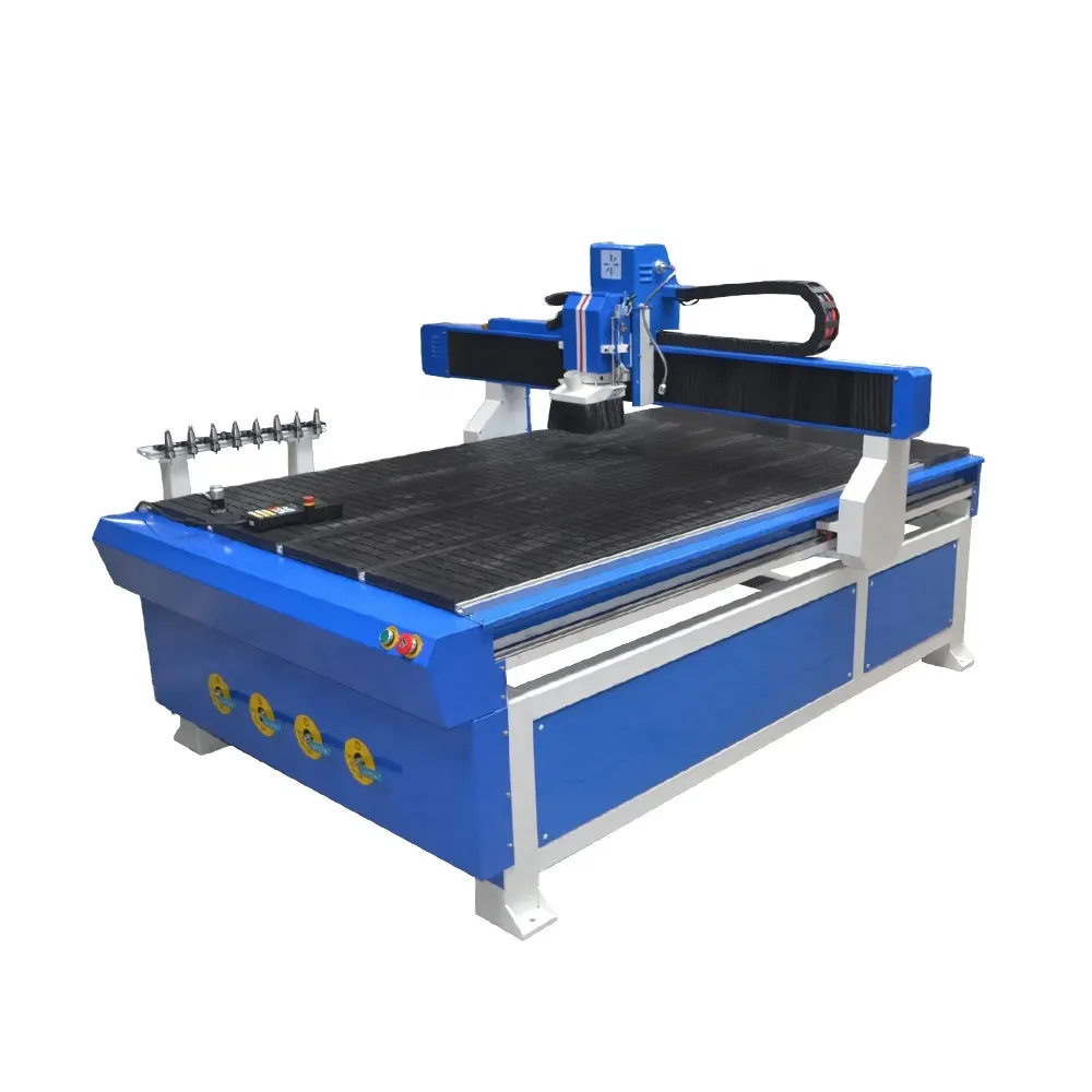 1218 2.2KW CE approved water cooling auto tool charger CNC router machine with vacuum cleaner for wood rubber engraving