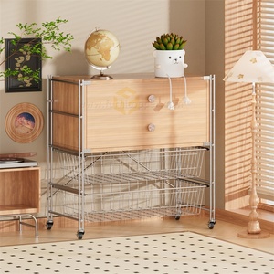 Tối giản Modular lưu trữ Kệ tủ kim loại gỗ sideboard Bàn Cạnh Giường ngủ với ngăn kéo - Product Image 5